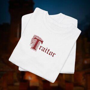 The Traitors Reality TV Show Fan Graphic Tee White Gothic Font